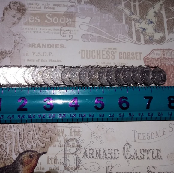 RARE✨Vintage 720 Silver Coin Bracelet - Picture 2 of 6